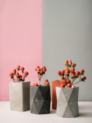 Geometric Concrete Mini Planter Set