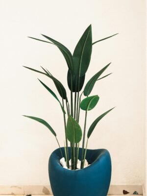 Minimalist Ceramic Vase with Palm Leaves